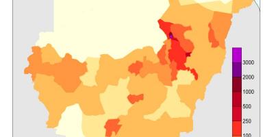 Térkép Szudán népesség