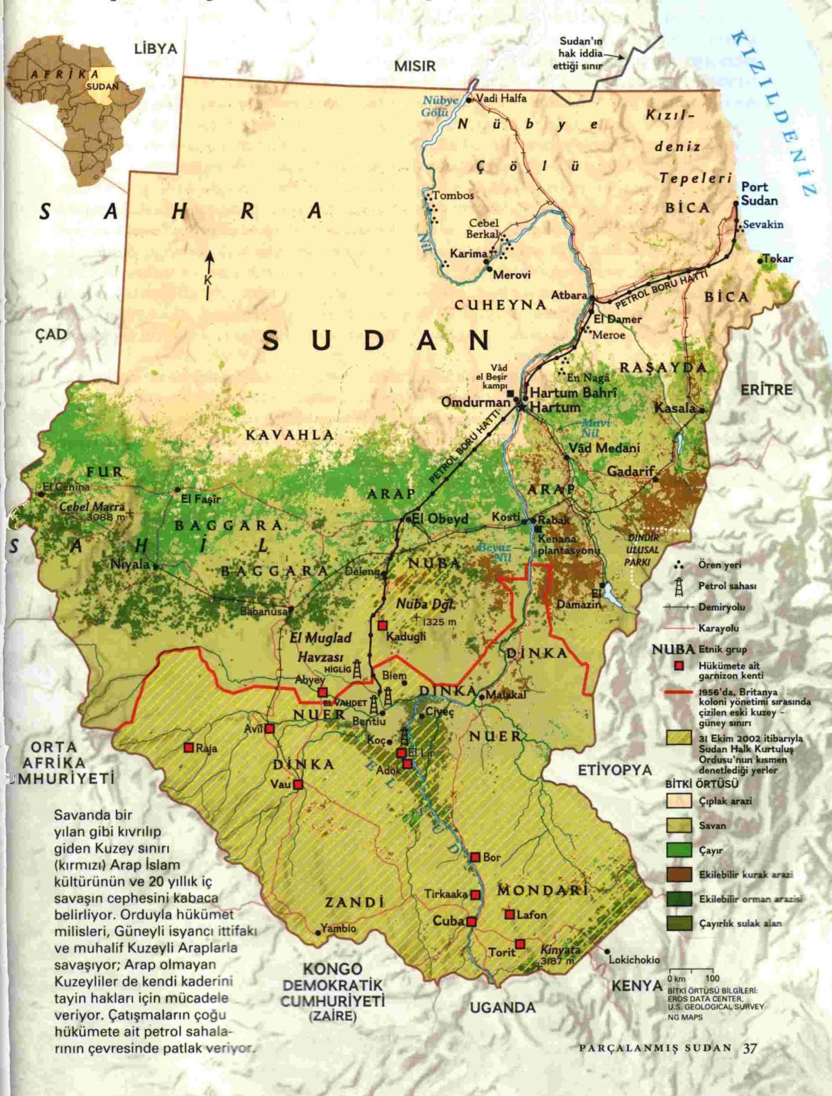 Térkép Szudán földrajz