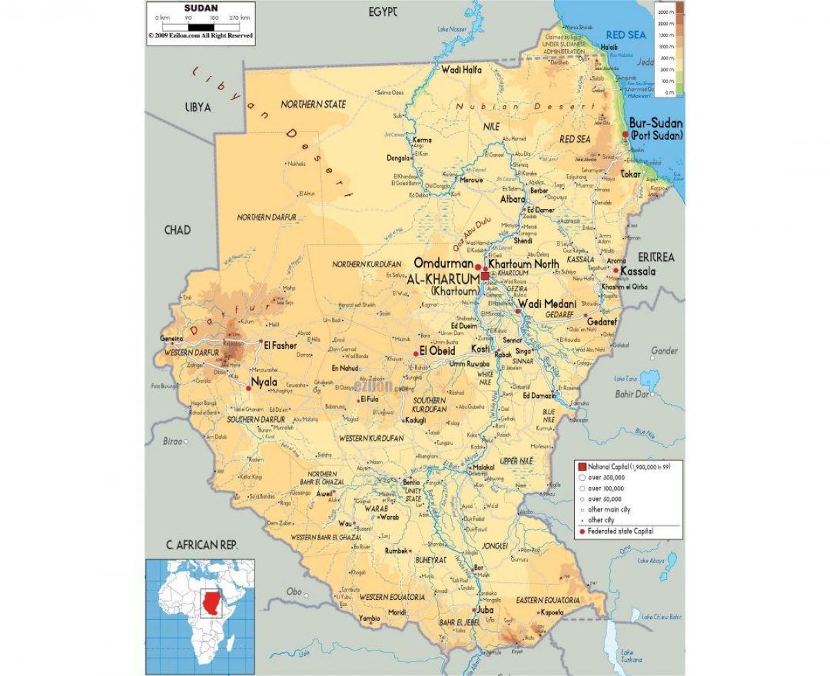 Térkép Szudán utak