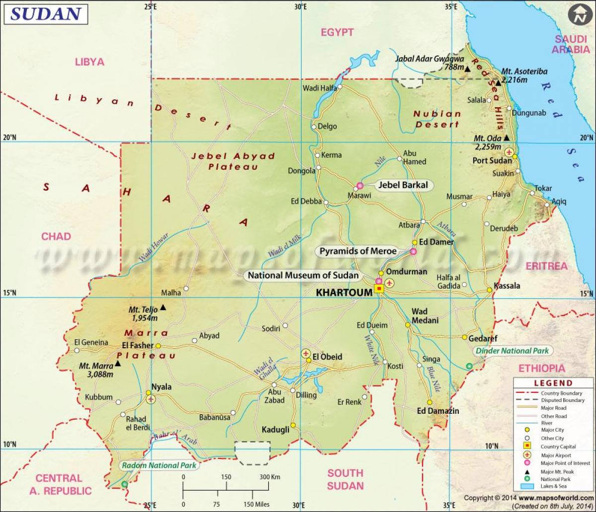 Térkép Szudán városok