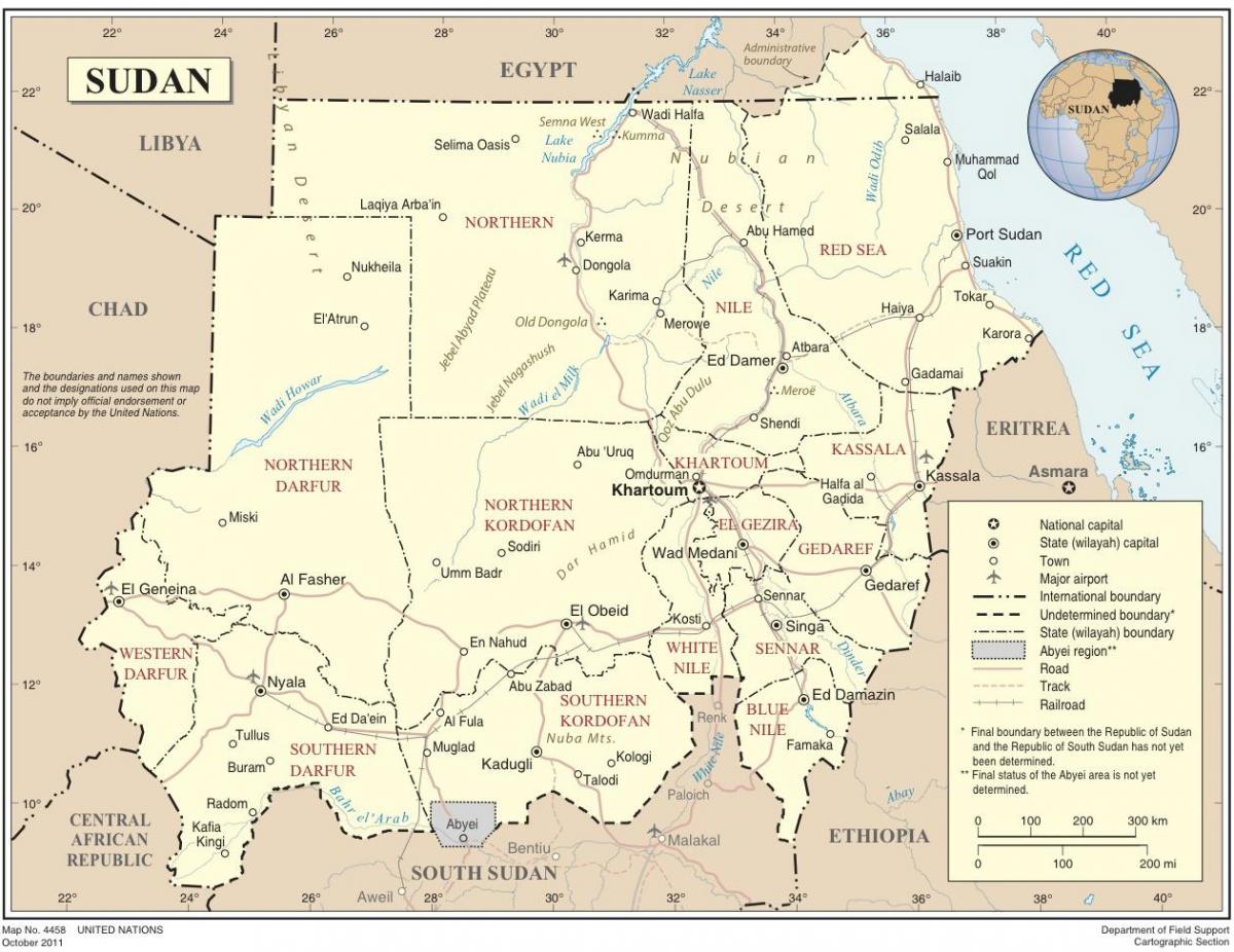 Térkép Szudáni államok
